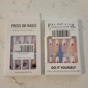 Press On Nails Bundle Hearts French Tip Stars New